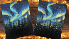 Teachlr.com - Northern Lights Forest Canvas